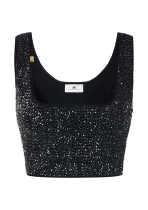 Elisabetta Franchi knit top with sequins - Black
