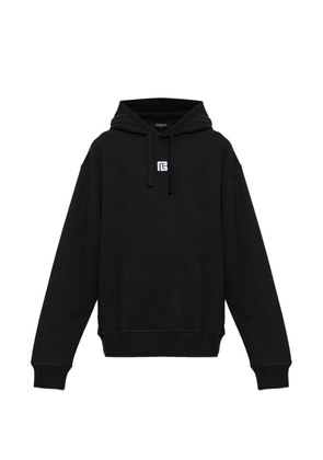 Balmain logo-embroidered drawstring hoodie - Black