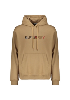 Burberry logo-embroidered pouch-pocket hoodie - Neutrals