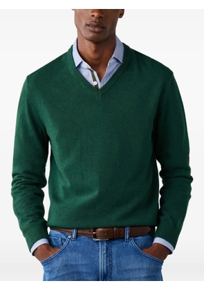 Hackett London elbow-patch V-neck sweater - Green