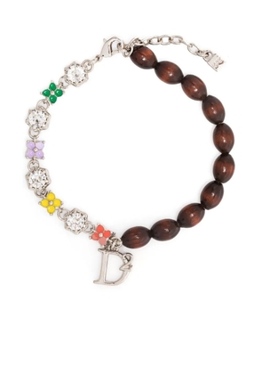 DSQUARED2 logo-charm crystal embellished bracelet - Brown