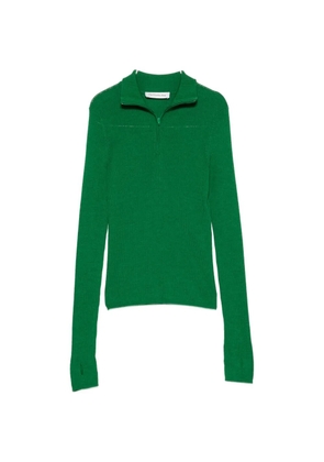The Frankie Shop Sade ribbed-knit half-zip sweater - Green