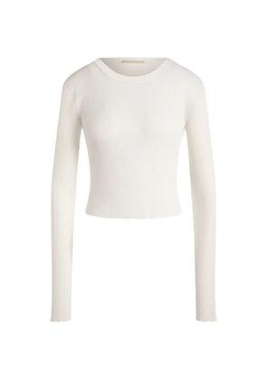 12 STOREEZ Lattice ribbed-knit cropped sweatshirt - White