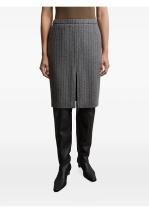 12 STOREEZ pinstripe front-slit skirt - Grey