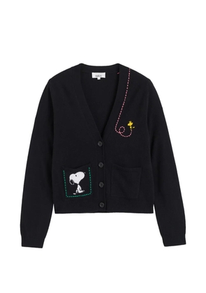 Chinti & Parker Snoopy-intarsia patch-pocket cardigan - Black