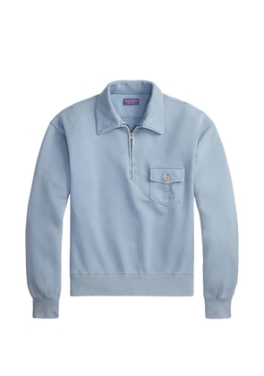 Ralph Lauren Purple Label logo-embroidered quarter-zip sweatshirt - Blue