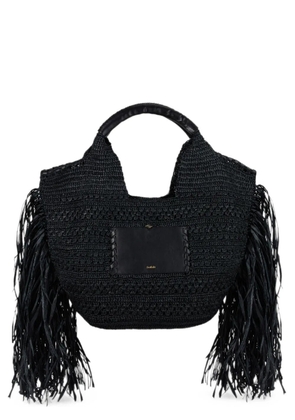 Ba&Sh Ara fringe-detail woven handbag - Black