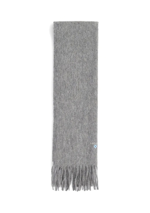 Barbour embroidered-logo fringed scarf - Grey
