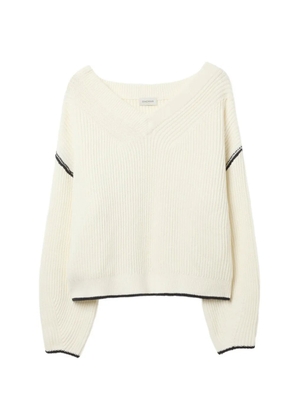 House Of Dagmar ribbed-knit V-neck sweater - White
