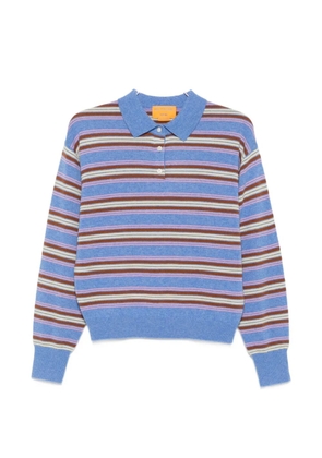 Guest In Residence striped long-sleeves polo top - Blue