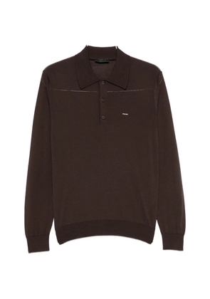 Prada logo-embroidered knitted polo shirt - Brown