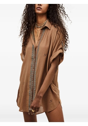 Ba&Sh Daela embroidered oversized shirt - Neutrals