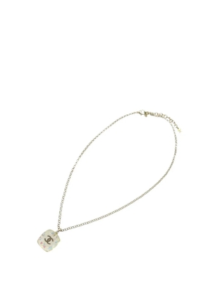 CHANEL Pre-Owned 2006 CC Brass Resin Square Pendant Necklace costume necklace - Silver