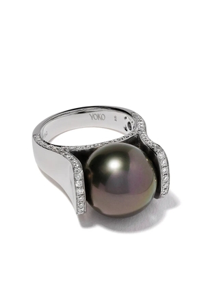 Yoko London 18kt white gold Twilight Tahitian pearl and diamond ring - Silver