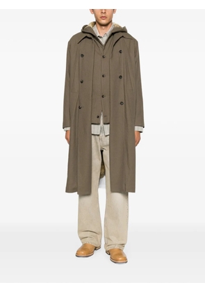 Masnada single-breasted hooded coat - Green