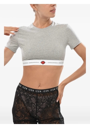 DSQUARED2 logo-tape cropped T-shirt - Grey