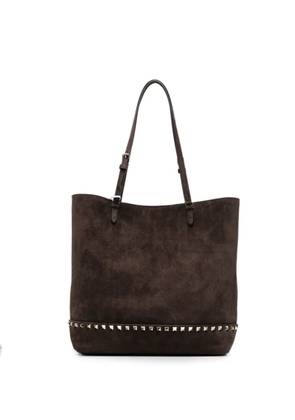 Valentino Garavani Rockstud suede tote bag - Brown