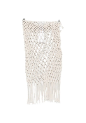 The Frankie Shop macramé fringed midi skirt - Neutrals