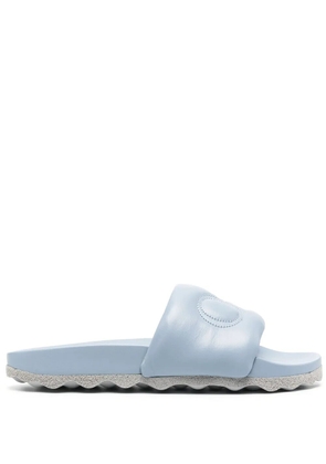 Off-White logo-embroidery leather sliders - Blue