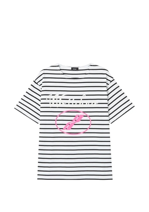 We11done logo-print striped T-shirt - White