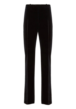 Ferragamo pressed-crease velvet straight-leg trousers - Black