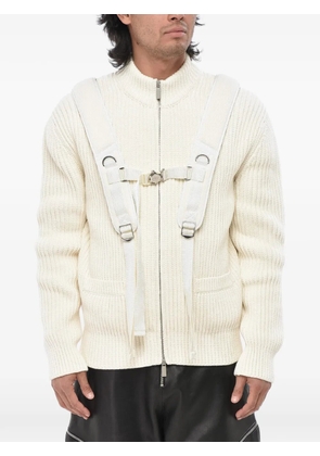 Off-White buckle-strap zip-up cardigan - Neutrals