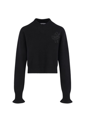 Cecilie Bahnsen bow-embroidered V-neck sweater - Black