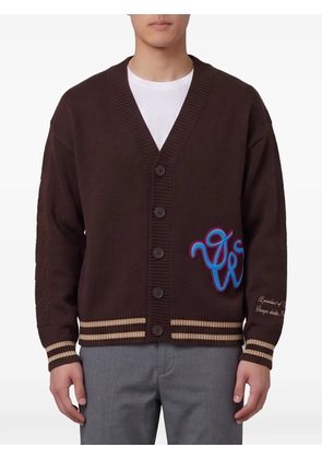 Off-White Cat Off Varsity embroidered cardigan - Brown