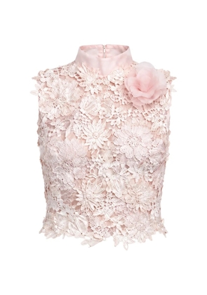 Gemy Maalouf floral-lace peplum top - Pink