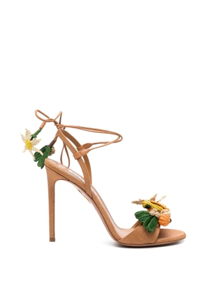 Aquazzura Birdsong floral-embellished sandals - Neutrals