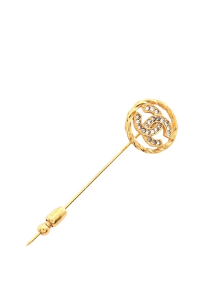 CHANEL Pre-Owned 1950-1970 CC Gold Plated Strass Pin Brooch costume brooch