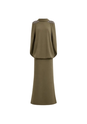 Gemy Maalouf beaded-shoulder high-neck dress - Green