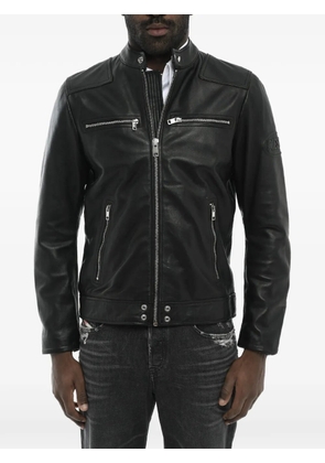 Diesel embossed-logo leather jacket - Black