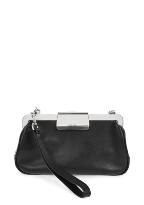 Max Mara snap-closure leather clutch bag - Black