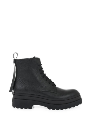Valentino Garavani hammered-leather lace-up ankle boots - Black