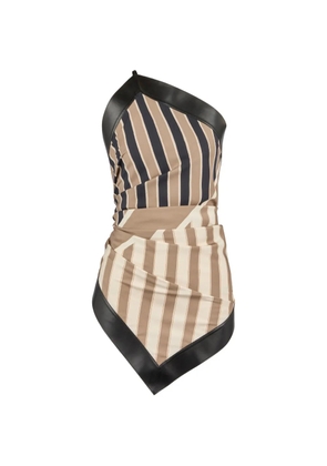 Tod's top in silk with leather inserts - Neutrals