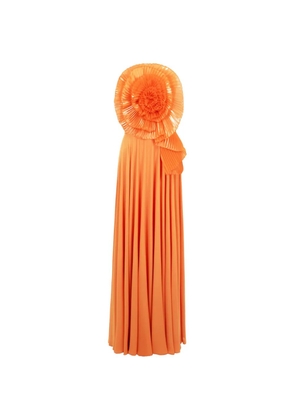 Gemy Maalouf strapless floral-appliqué dress - Orange