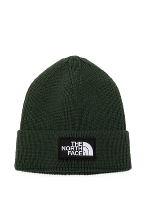 The North Face logo-patch ribbed-knit beanie hat - Green