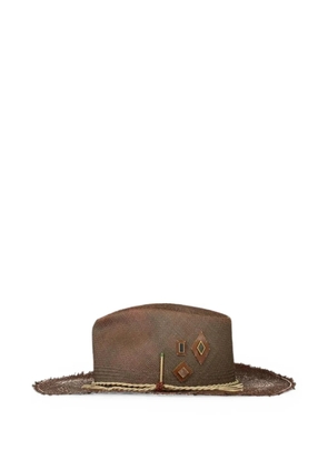 Nick Fouquet Tri-Sonata frayed-edge hat - Brown