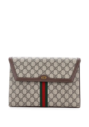 Gucci Pre-Owned Ophidia Flap GG Coated Canvas Large clutch bag - Brown