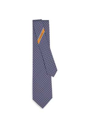 Ferragamo Gancini links print silk tie - Blue