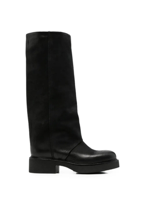 Metisse fold-over leather boots - Black