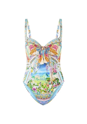 Camilla printed tie-front swimsuit - Blue