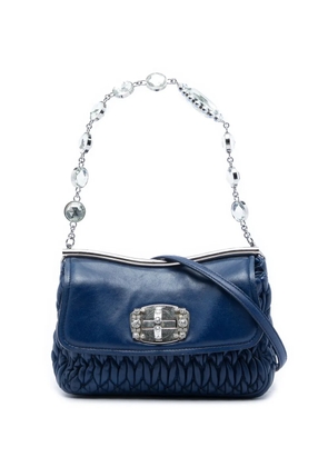 Miu Miu Pre-Owned 2010-2026 Matelasse Nappa Crystal Frame Flap satchel - Blue