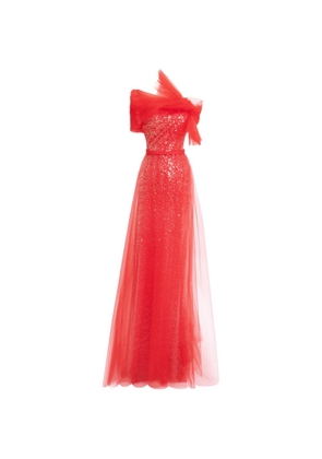 Gemy Maalouf sequin-embellished bow-detail dress - Red