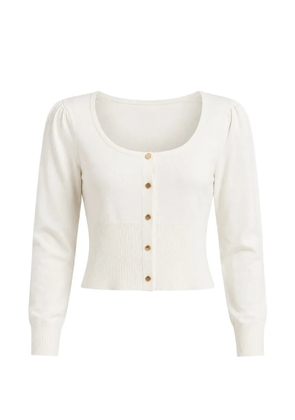 FRACOMINA puff-sleeve ribbed-hem cardigan - Neutrals