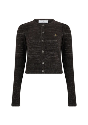 Vivienne Westwood Orb-embroidered puff-sleeve cardigan - Black