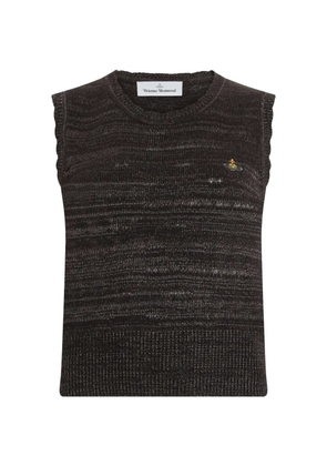 Vivienne Westwood Orb-embroidered distressed sweater vest - Black