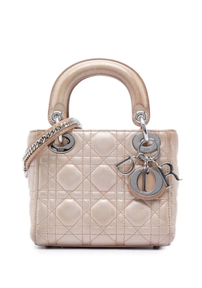 Christian Dior Pre-Owned 2015 Mini Iridescent Lambskin Cannage Lady Dior satchel - Pink