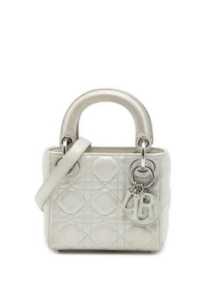 Christian Dior Pre-Owned 2016 Micro Iridescent Lambskin Cannage Lady Dior satchel - Silver